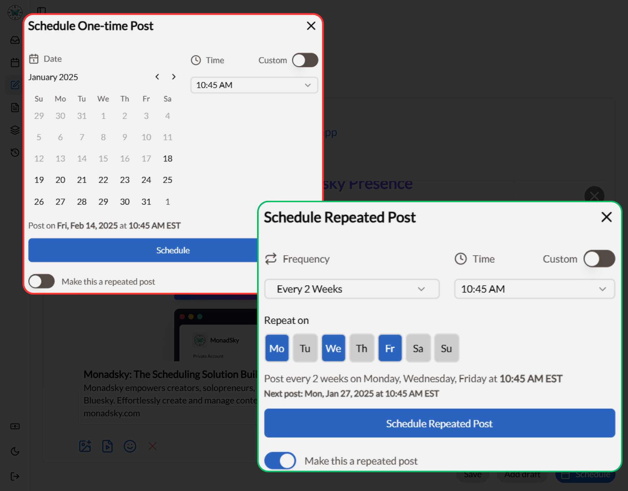Visual demo for Precision Scheduling with Repeat Options